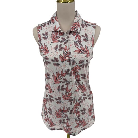 PUMA Cloudspun Golf Polo Shirt Women’s SMALL Flora Sleeveless White Pink 535514 - Picture 4 of 14
